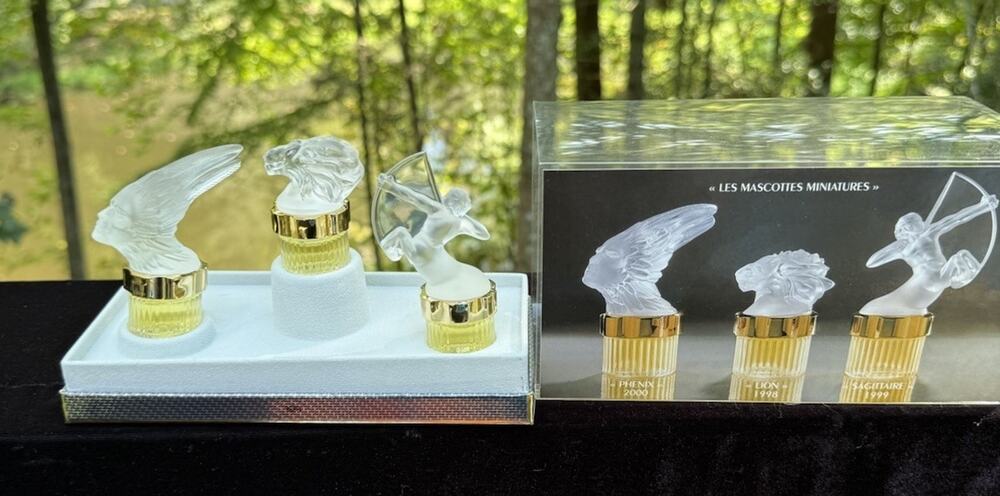 Lalique Les Mascottes Flacons Collectible Phenix Lion Sagittaire Set for Men MIB